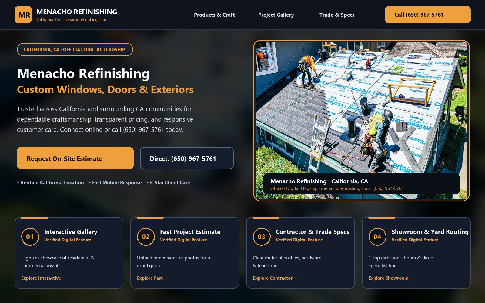Proposed Menacho Refinishing homepage preview